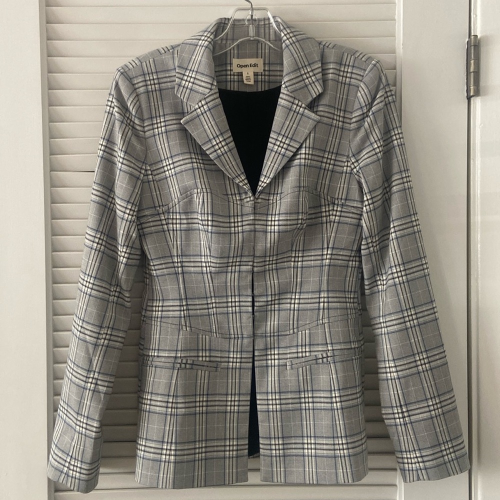 Nordstrom Open Edit plaid corset blazer
